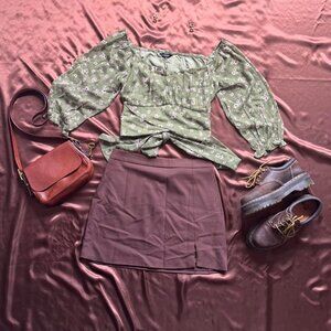 Brown OGL Mini skirt with a slit